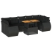 Set de sofás de jardín y cojines 8 piezas ratán sintético negro