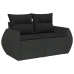 Set de sofás de jardín y cojines 8 piezas ratán sintético negro