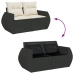 Set de sofás de jardín y cojines 8 piezas ratán sintético negro