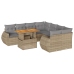 Set de sofás de jardín con cojines 9 pzas ratán sintético beige