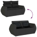 Set de sofás de jardín 6 piezas y cojines ratán sintético negro