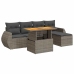 Set de muebles de jardín 6 pzas y cojines ratán sintético gris
