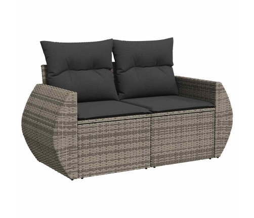 Set de muebles de jardín 6 pzas y cojines ratán sintético gris