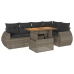 Set de muebles de jardín 6 pzas y cojines ratán sintético gris
