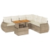 Set sofás de jardín 7 piezas y cojines ratán sintético beige