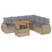 Set sofás de jardín 7 piezas y cojines ratán sintético beige