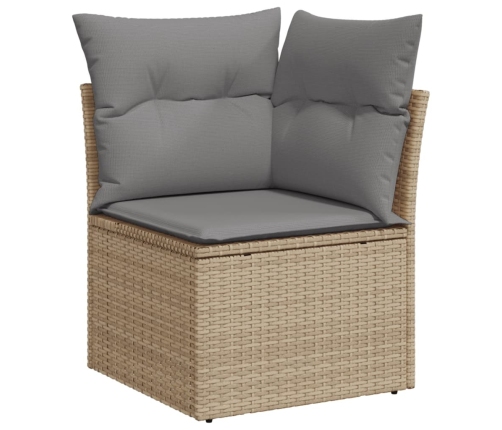 Set de sofás de jardín con cojines 9 pzas ratán sintético beige