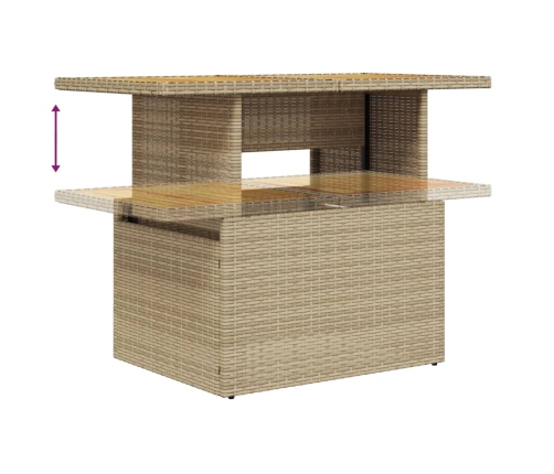Set de sofás de jardín con cojines 9 pzas ratán sintético beige