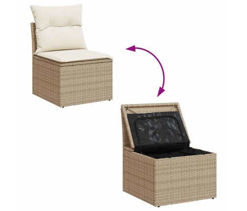 Set sofás de jardín 7 piezas y cojines ratán sintético beige
