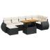 Set de sofás de jardín y cojines 8 piezas ratán sintético negro