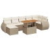 Set de sofás de jardín y cojines 8 piezas ratán sintético beige