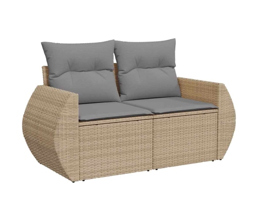 Set de sofás de jardín y cojines 8 piezas ratán sintético beige