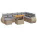Set de sofás de jardín con cojines 9 pzas ratán sintético beige