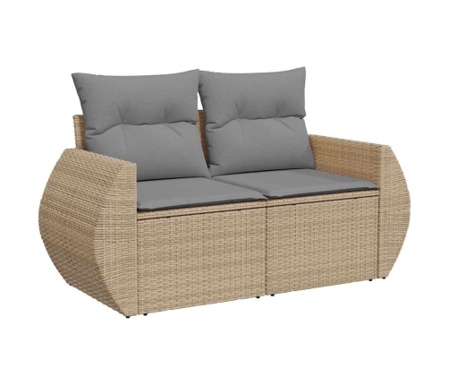 Set de sofás de jardín con cojines 9 pzas ratán sintético beige
