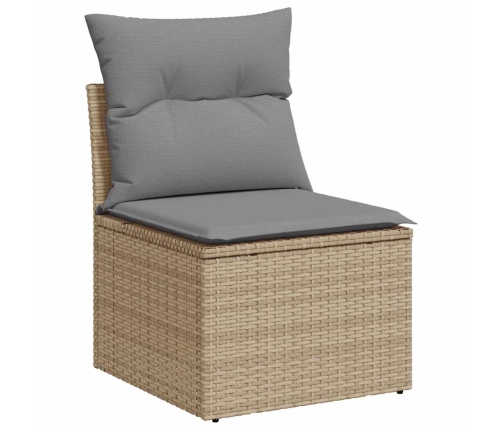 Set de sofás de jardín con cojines 9 pzas ratán sintético beige