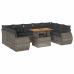 Set de sofás de jardín y cojines 10 pzas ratán sintético gris