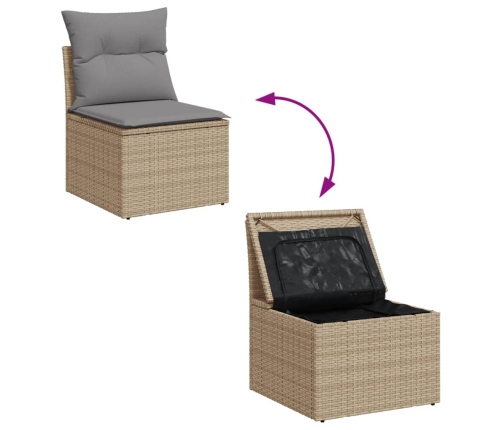 Set de sofás de jardín 11pzas con cojines ratán sintético beige