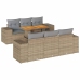 Set sofás de jardín 7 piezas y cojines ratán sintético beige
