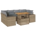Set sofás de jardín 7 piezas y cojines ratán sintético beige