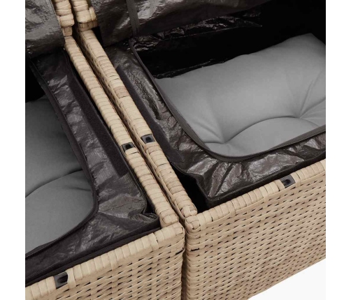 Set sofás de jardín 7 piezas y cojines ratán sintético beige