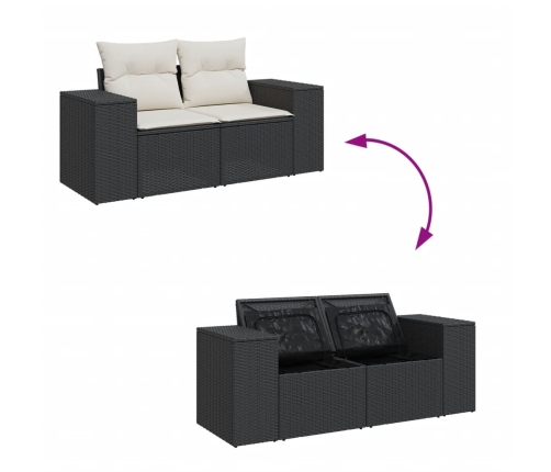 Set de sofás de jardín y cojines 8 piezas ratán sintético negro