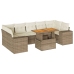 Set de sofás de jardín y cojines 8 piezas ratán sintético beige