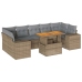 Set de sofás de jardín y cojines 8 piezas ratán sintético beige
