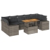 Set de sofás de jardín y cojines 8 piezas ratán sintético gris