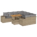 Set de sofás de jardín con cojines 9 pzas ratán sintético beige