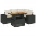 Set de muebles de jardín 5 pzas y cojines ratán sintético negro