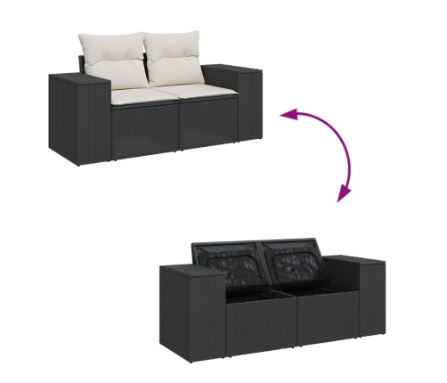 Set de muebles de jardín 5 pzas y cojines ratán sintético negro