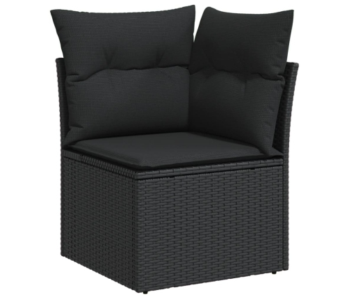 Set de sofás de jardín 7 pzas con cojines ratán sintético negro