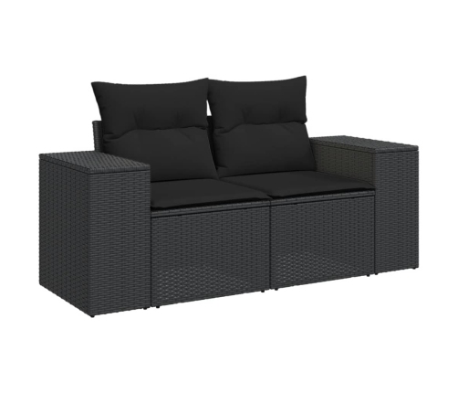 Set de sofás de jardín 7 pzas con cojines ratán sintético negro