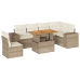 Set sofás de jardín 7 piezas y cojines ratán sintético beige