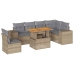 Set sofás de jardín 7 piezas y cojines ratán sintético beige