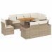 Set de sofás de jardín con cojines 9 pzas ratán sintético beige
