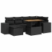Set de sofás de jardín 7 pzas con cojines ratán sintético negro
