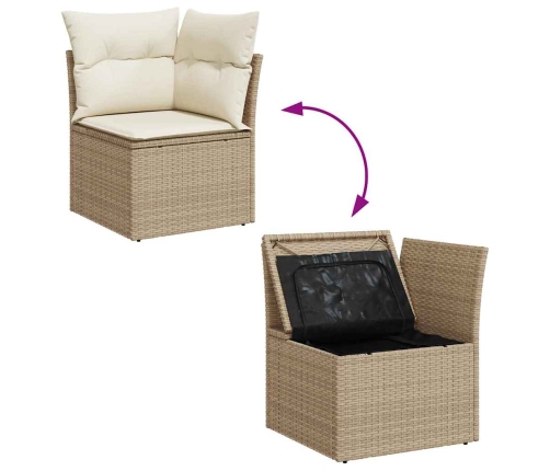 Set de sofás de jardín y cojines 8 piezas ratán sintético beige