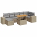 Set de sofás de jardín y cojines 8 piezas ratán sintético beige