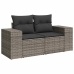 Set de sofás de jardín y cojines 8 piezas ratán sintético gris