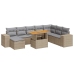 Set sofás jardín y cojines 9 pzas ratán sintético acacia beige