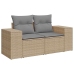 Set sofás jardín y cojines 9 pzas ratán sintético acacia beige