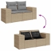 Set sofás jardín y cojines 9 pzas ratán sintético acacia beige