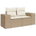 Set sofás jardín y cojines 10 pzas ratán sintético acacia beige