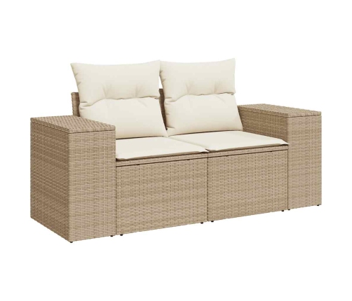 Set sofás jardín y cojines 10 pzas ratán sintético acacia beige