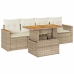 Set sofás jardín y cojines 5 pzas ratán sintético acacia beige