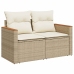 Set sofás jardín y cojines 5 pzas ratán sintético acacia beige