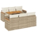 Set sofás jardín y cojines 7 pzas ratán sintético acacia beige