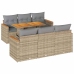 Set sofás jardín y cojines 7 pzas ratán sintético acacia beige