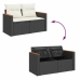 Set sofás jardín y cojines 8 pzas ratán sintético acacia negro